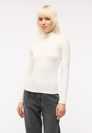 Terranova, T-SHIRT CON COLLO LUPETTO TINTA UNITA - Maglietta a manica lunga - bianco panna