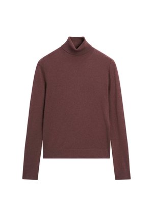 Burgundské rolákové svetr z měkké látky. Fitted design s dlouhými rukávy a žebrovanými manžetami a lemem. Žádné vzory ani ozdoby.