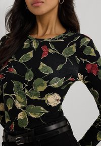 Lauren Ralph Lauren FLORAL STRETCH COTTON LONG SLEEVE TEE - Μπλούζα με μακριά μανίκια - black