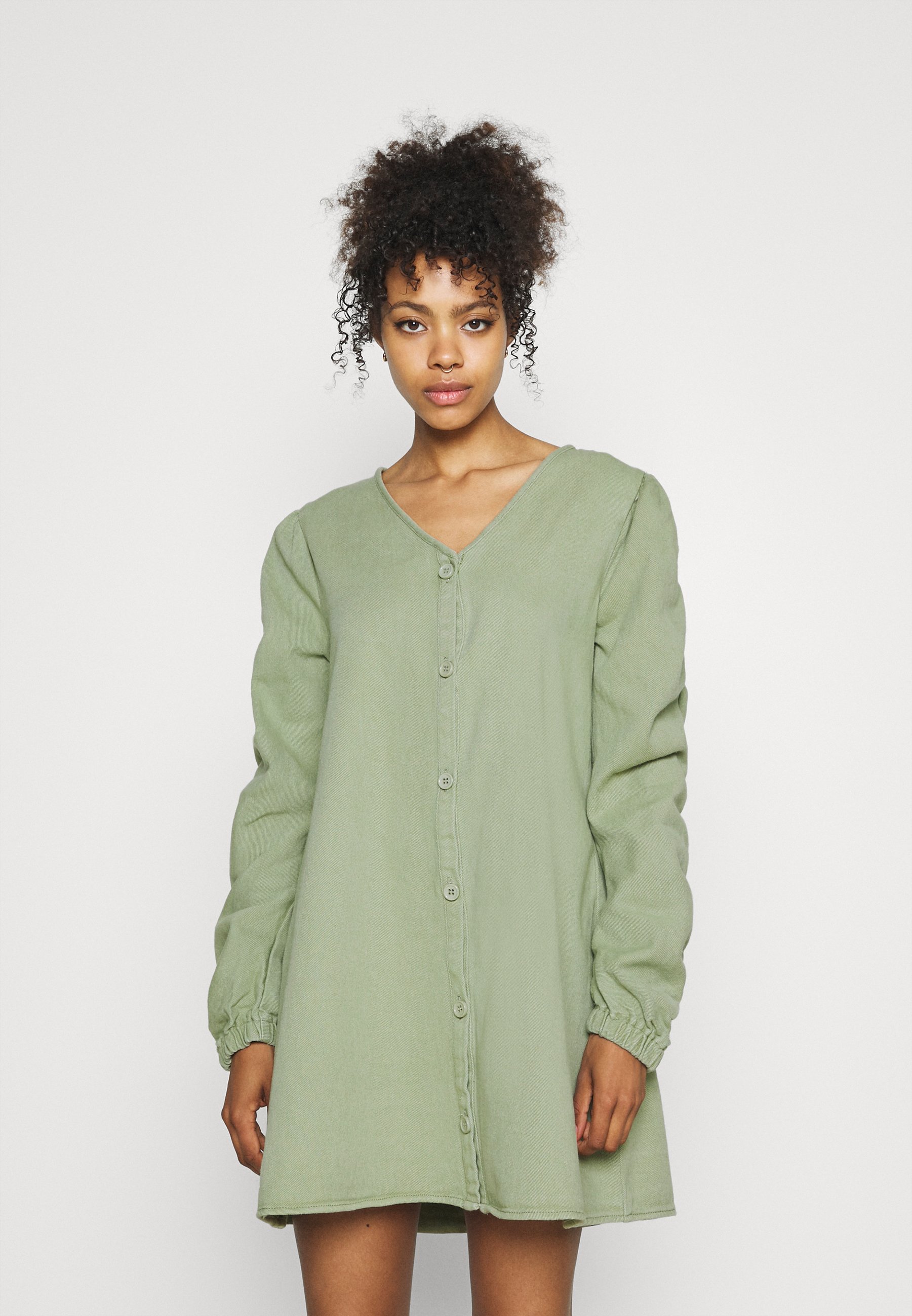 olive green denim dress