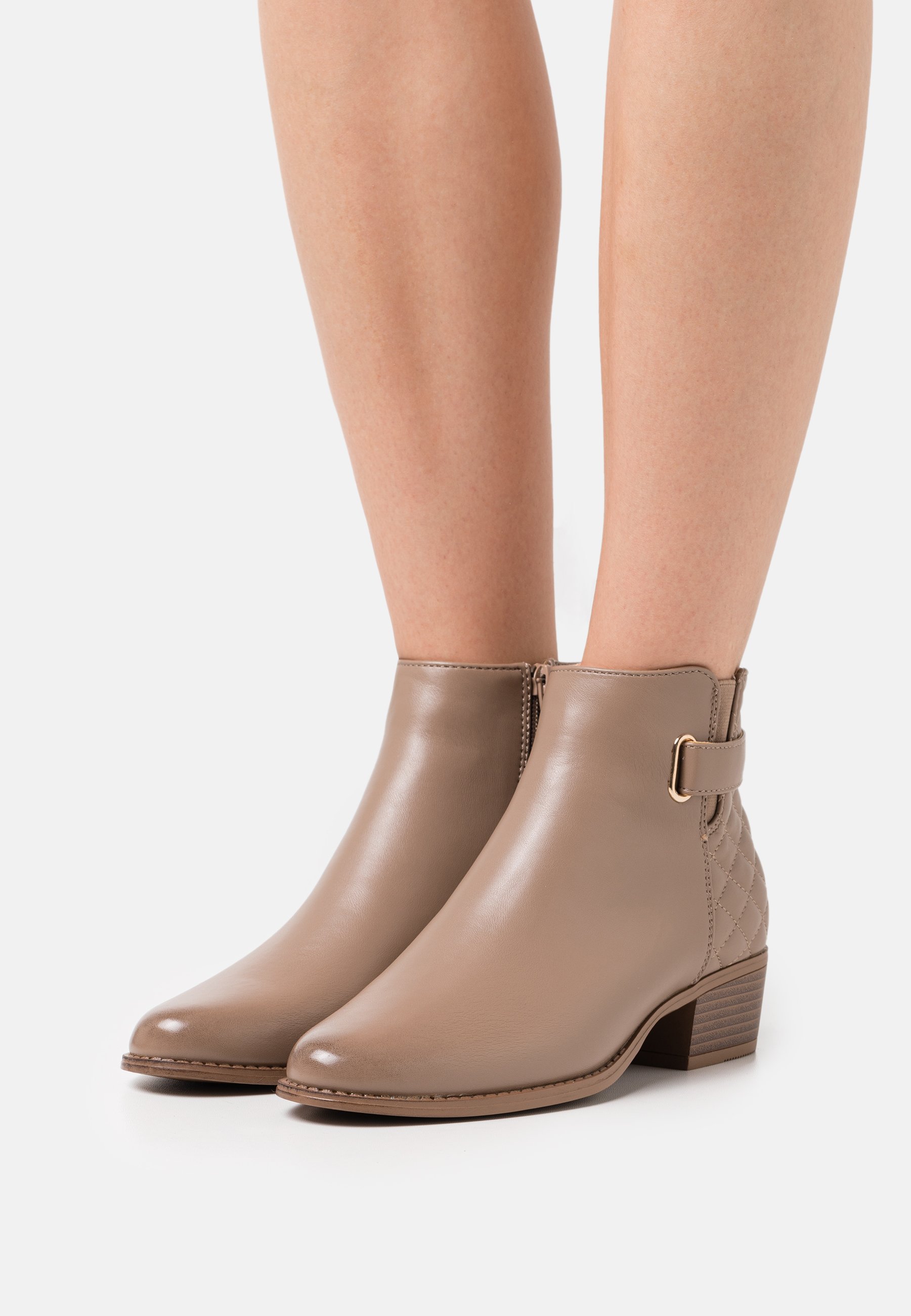 taupe flat ankle boots