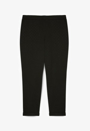 Schwarze Slim-Fit-Hose mit gekreuzter Struktur und umgeschlagenen Säumen, entworfen für einen figurbetonten und gepflegten Look.