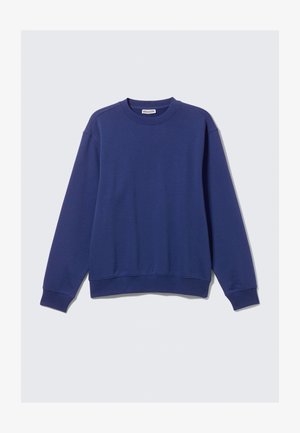 Navy blue sweatshirt made of soft cotton with a crew neckline, ribbed cuffs, and hem. Features a relaxed fit and minimalistic design.