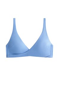 PIQUÉ CROSSOVER HALTER - Bikini top - blue