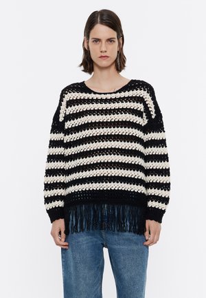 CALADO FLECOS RAYAS - Jersey de punto - black