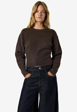 Noisy May NMSLOAN L/S O-NECK KNIT NOOS - Pullover - chocolate brown