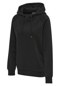 Svart huva med en känguruficka, justerbara snören och ribbade ärmslut. Mjuk material, med en klassisk tröja-design.