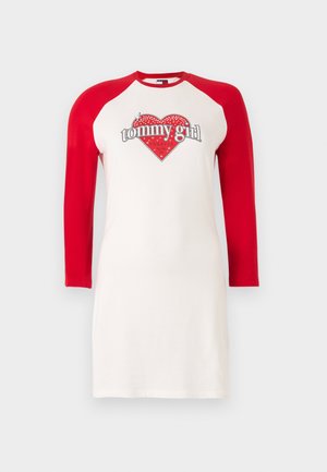 Tommy Jeans GIRL DRESS - Jersey dress - ivory marl/primary red
