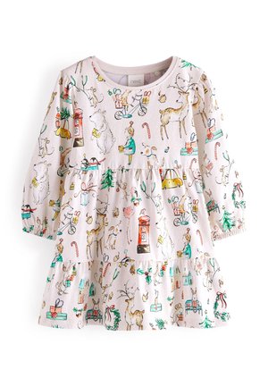 TIERED - Jersey dress - cream christmas print