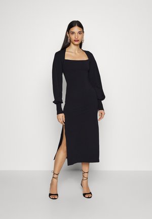 SQUARE COLLAR JERSEY DRESS - Cocktailkjoler / festkjoler - black