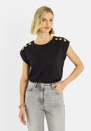 COL ROND AVEC ŒILLETS - Camiseta básica - noir