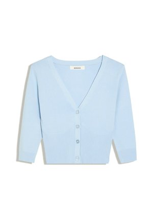 Bershka, CROPPED V-NECK SHORT SLEEVE JACKET - CARDIGAN - Gilet - dark blue