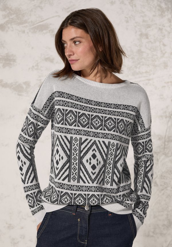 JAQUARD - Strickpullover - grau