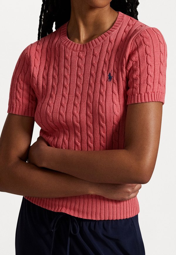 CABLE KNIT COTTON SHORT SLEEVE SWEATER - Print T-shirt4