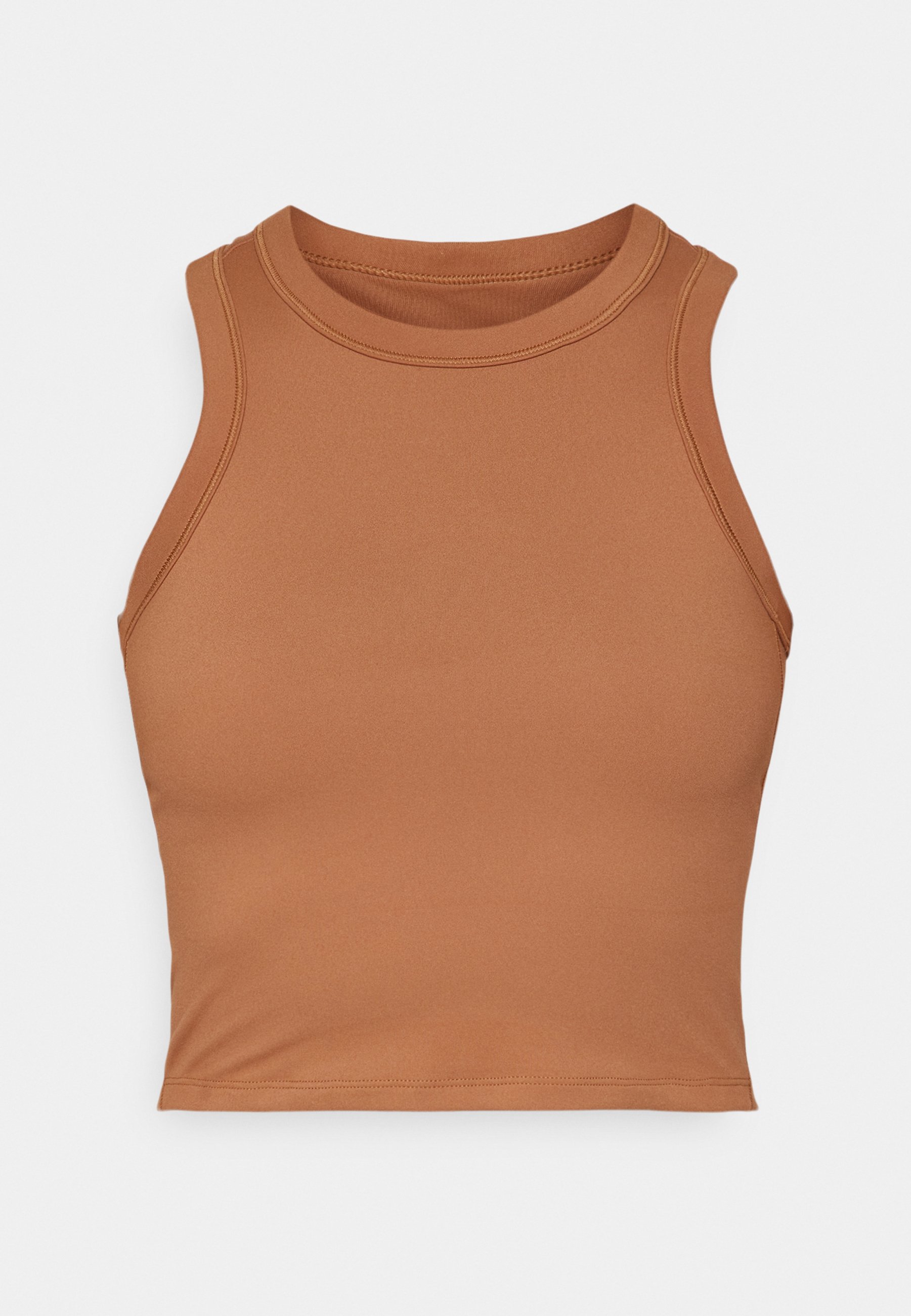 Nike Performance ONE FITTED CROP TANK - Top - light british tan/black/beige  - Zalando.co.uk