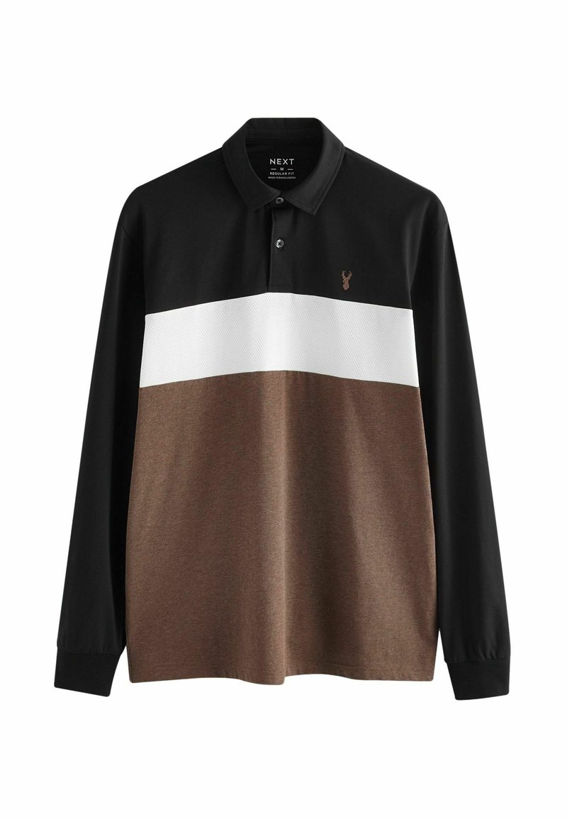 Next BUTTON UP BLOCK - REGULAR FIT - Polo majica - black brown