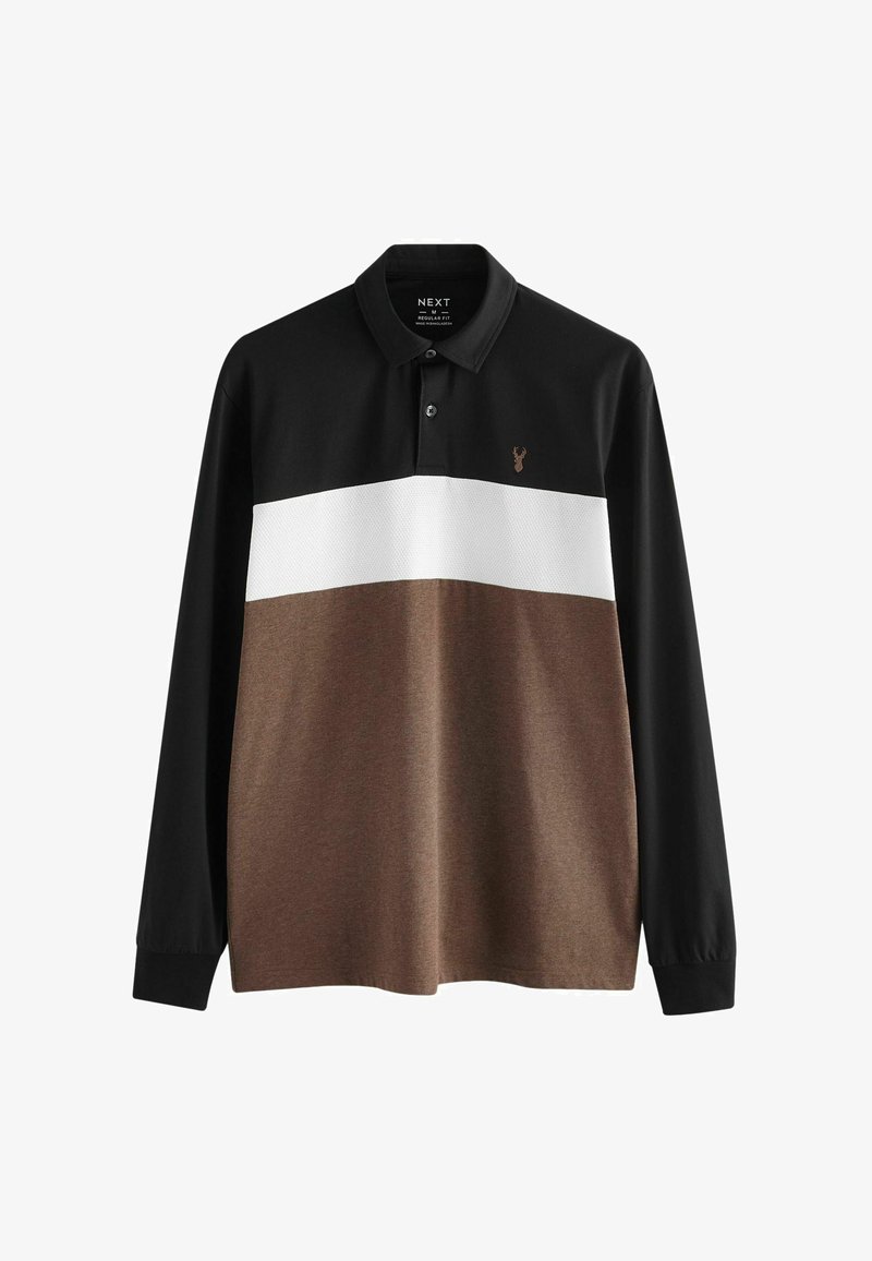 Next BUTTON UP BLOCK - REGULAR FIT - Polo majica - black brown