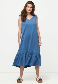 Ulla Popken V-AUSSCHNITT, ÄRMELLOS,  - Freizeitkleid - blue-mottled