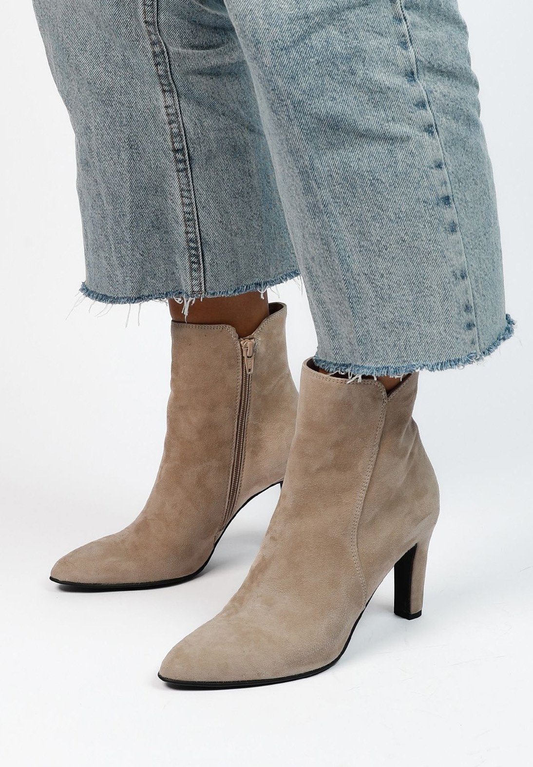 Damen Stiefel Boots Mit Absatz Beige Damen Stiefeletten