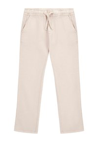 Lichtbeige joggingbroek met een elastische tailleband, trekkoord, twee zijzakken en een recht model, gemaakt van zachte katoen.