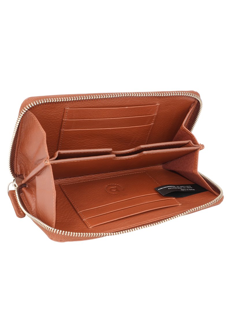 Bugatti Portafoglio Lungo In Pelle Donna Cognac - Con Protezione RFID E Pratica Chiusura Lampo