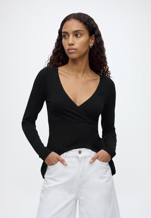 Hollister Co., WRAP BUST  - Блуза с дълги ръкави - black