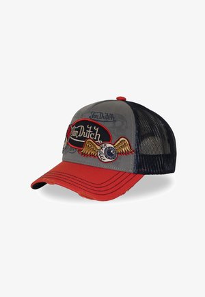 Von Dutch, CASQUETTE TRUCKER FILET EFFET USÉ AVEC PATCH ET PRINT PATCHES18 - Cap - gris