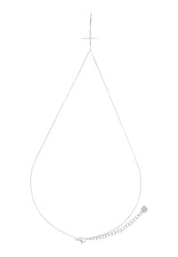 Zilveren ketting met een textuur in de druppelvorm en een kruis hanger. Karabijnslot en verstelbare lengte voor de juiste pasvorm.