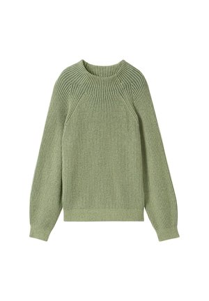 MIT STEHKRAGEN - Pullover - pale bark green rib structure