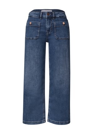 Street One Studio, MID WAIST WIDE LEG JEANS IM LOOSE FIT - Wide leg - authentic mid blue wash