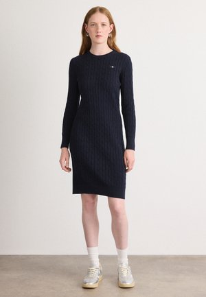 CABLE C NECK DRESS - Fodralklänning - evening blue