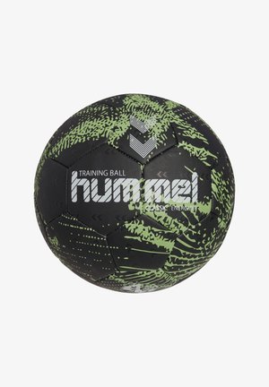 Schwarzer und grüner Trainingsball mit dem "hummel" Markenlogo und dem Schriftzug "Classic Energizer" auf der Oberfläche.