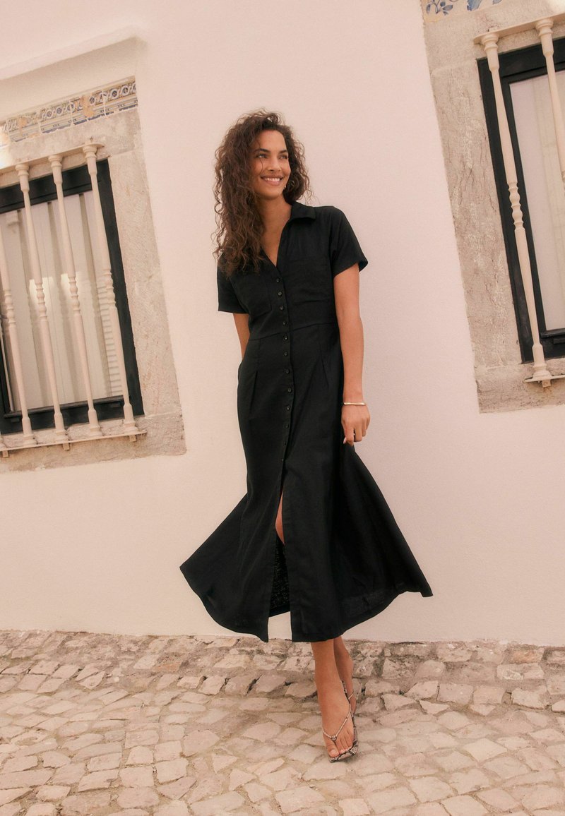 Next REGULAR FIT - MIDI - Shirt dress - black - Zalando
