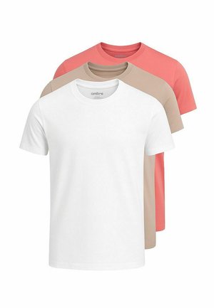 SET OF 3 - Camiseta básica - white warm grey coral
