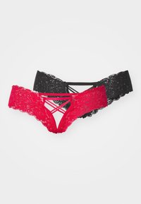 LASCANA - PETITE FLEUR BY LASCANA PANTY 2 PACK - Stringit - black/red Pienoiskuva 1