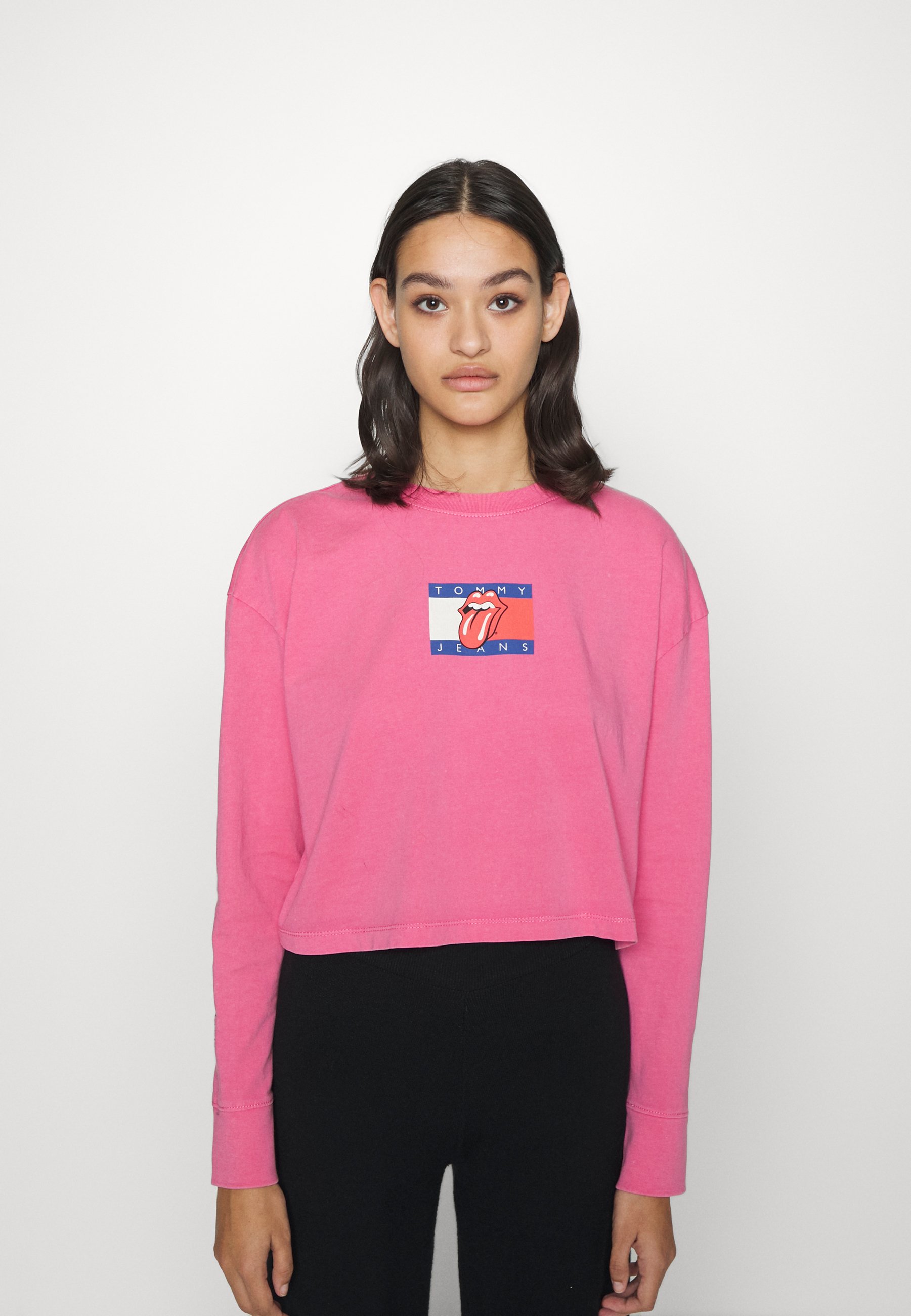 pink rolling stones sweatshirt