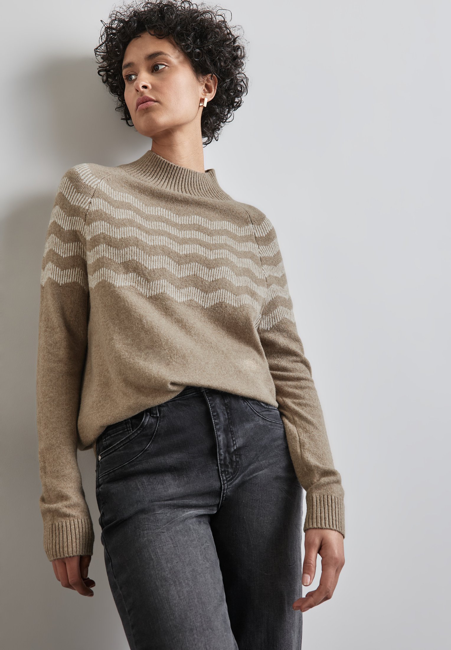 Street One MELANGE-LOOK Strickpullover beige