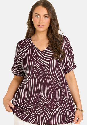 Evans, PLUS SIZE SHORT SLEEVE TOPS - Bluse - burgundy