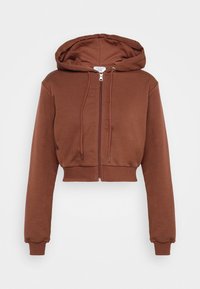 PAMELA REIF x NA-KD - ZIP DETAIL HOODIE - Camisola com fecho - brown