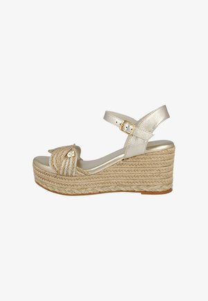 POPA, SANDALIAS CON CUÑA DE ESPARTO - Sandalias de tacón - gold-coloured