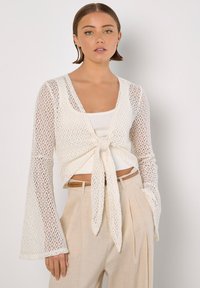 Apricot CROCHET DIAMOND TIE UP - Vest - white