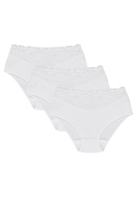 Witte katoenen slips in een set van drie, met een kant aan de bovenrand en een gladde stof voor comfort en pasvorm.