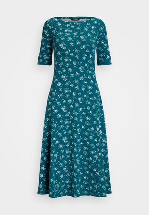 Lauren Ralph Lauren FLORAL STRETCH COTTON MIDI DRESS - Vestito di maglina - indigo multi