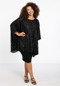 YOEK EMBELLISHED SEQUIN DETAIL - Poncho - black