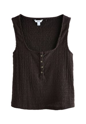 REGULAR FIT  TEXTURED HENLEY DETAIL TANK   - Blouse - chocolate brown