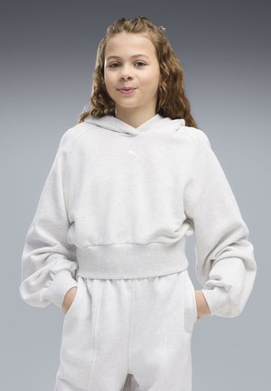 Puma, ESS RELAXED CROPPED BALLOON SLEEVE HOODIE TR G - Sweat à capuche - white glow heather