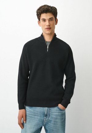 Next, REGULAR FIT - ESSENTIAL REGULAR FIT TEXTURED QUARTER ZIP JUMPER - Jumper - dark blue