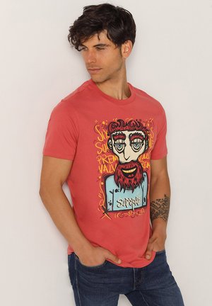 GRAFIK- MIT KURZEN ÄRMELN - T-Shirt print - granat