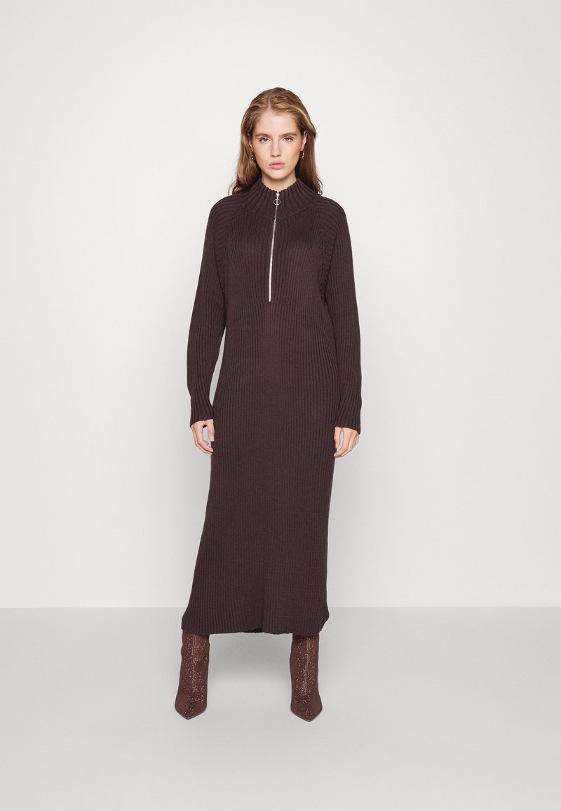 YAS Petite YASMAVI MIDI ZIPPER DRESS Jumper dress dark brown/brown