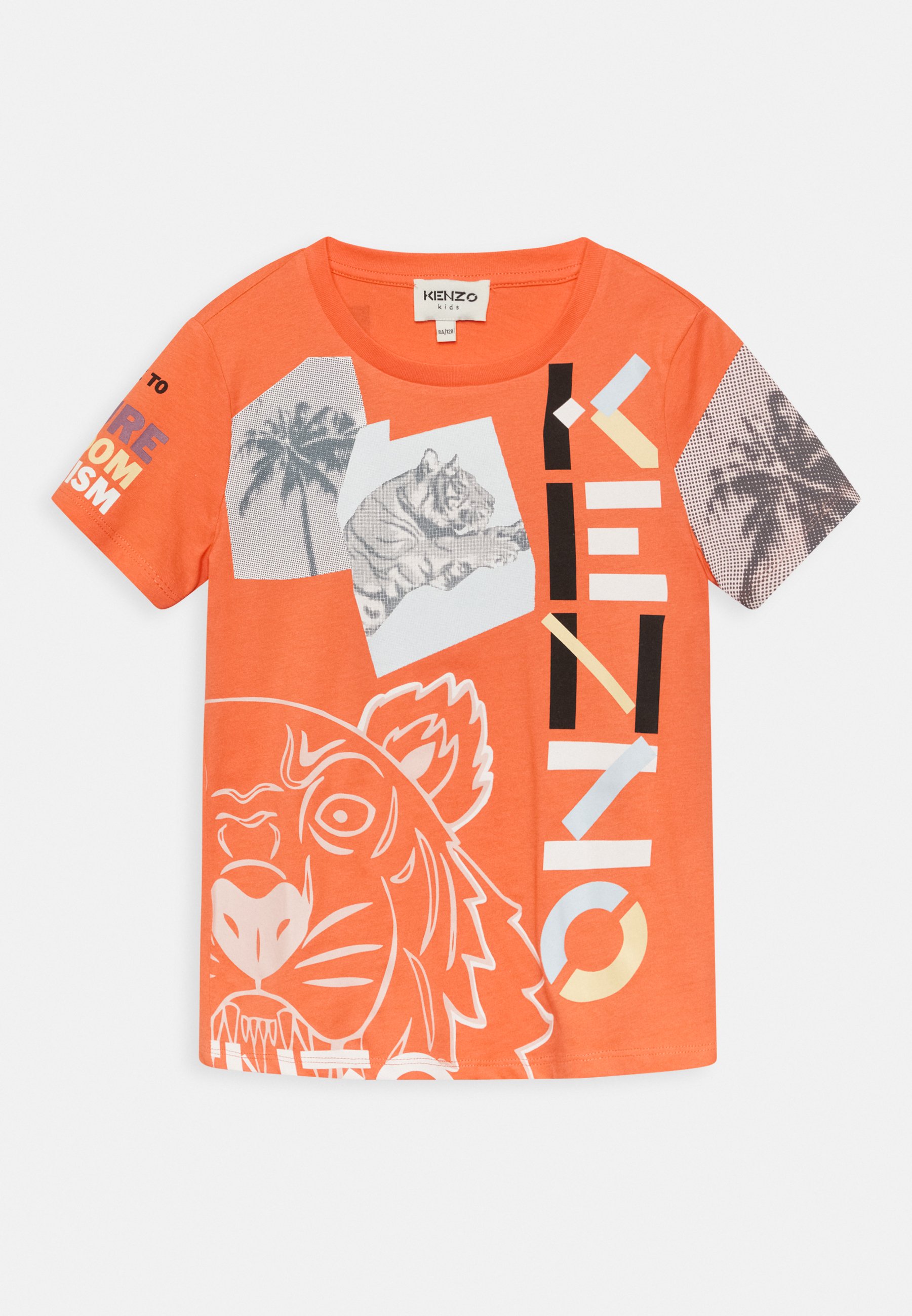 KENZO kids SHORT SLEEVES - T-shirt print - coral red/blauw - Zalando.nl